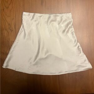 Quince Women's Champagne Silk Satin Mini Skirt sz S Washable Elastic Waist